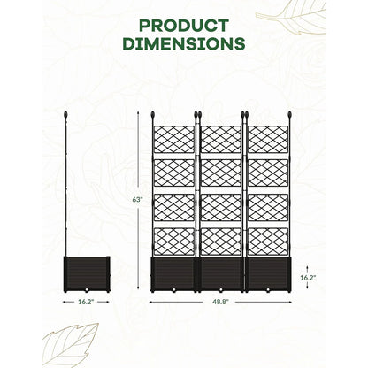 Outdoor Raised Planter Box with Trellis for Climbing Plants, Flowers, & Vegetables