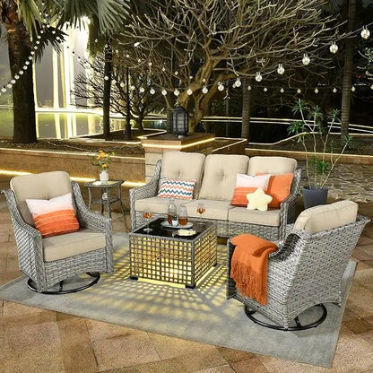 5 Piece Rattan Wicker Outdoor Patio Furniture Set