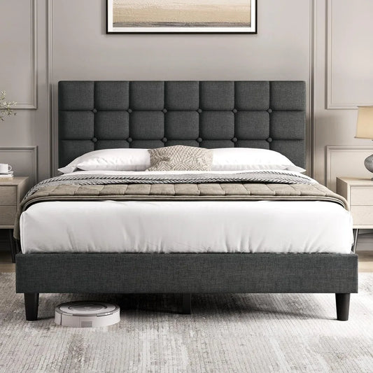 Modern Upholstered Queen Platform Bed FrameAdjustable,