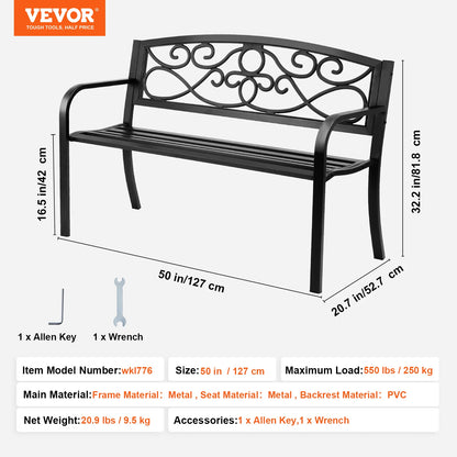 Outdoor Bench Wooden or Metal Garden Bench