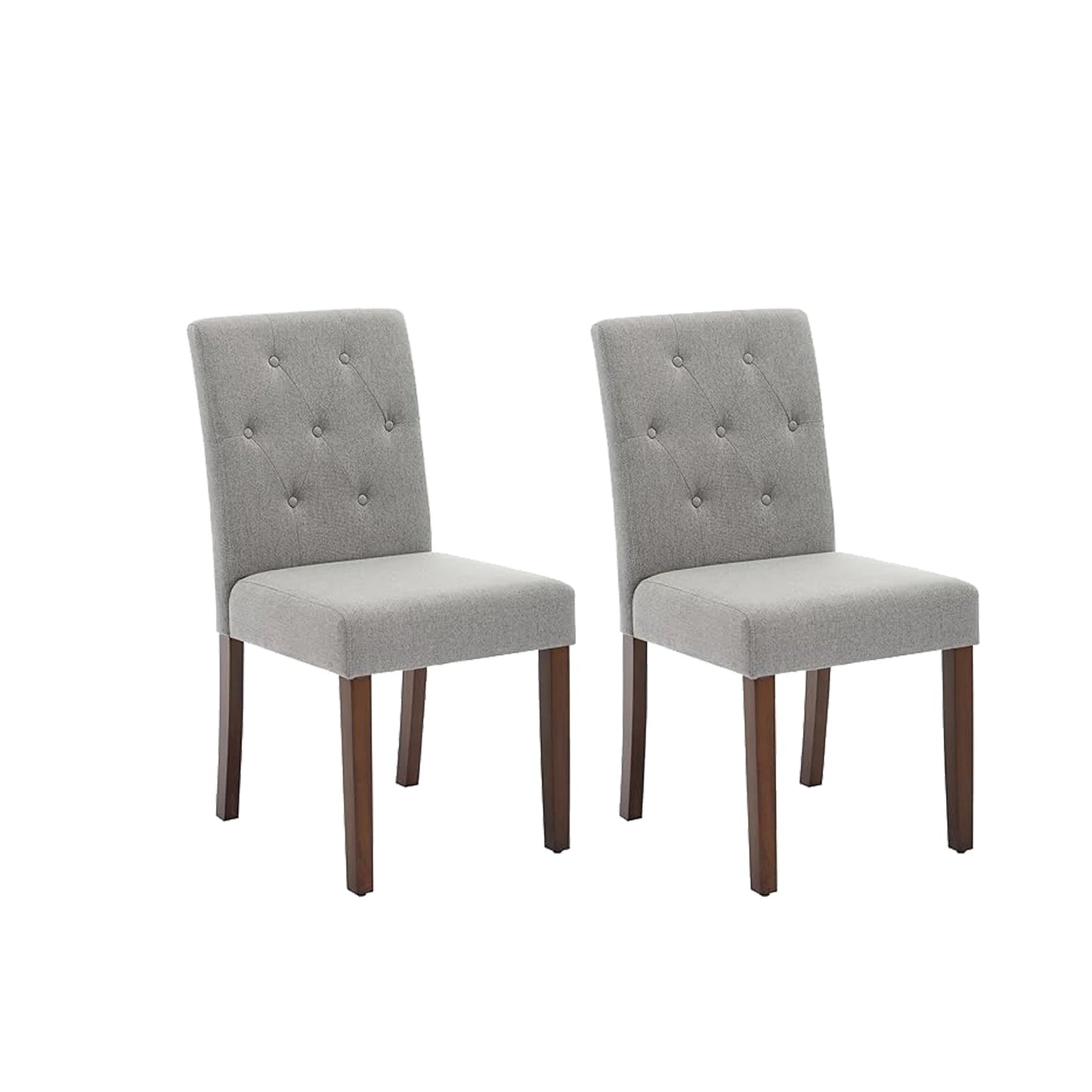 2pc Modern Linen Dining Chairs with Button Tufted High Back Side Chairs