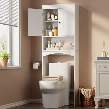 Over The Toilet Storage Cabinet with Adjustable Shelf and Double Doors