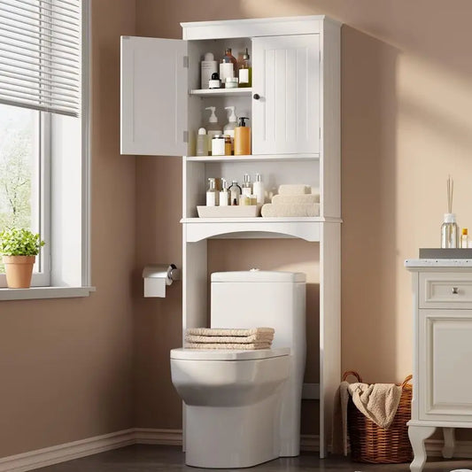 Over The Toilet Storage Cabinet with Adjustable Shelf and Double Doors