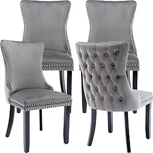 Black Velvet Dining Chairs Set of 4