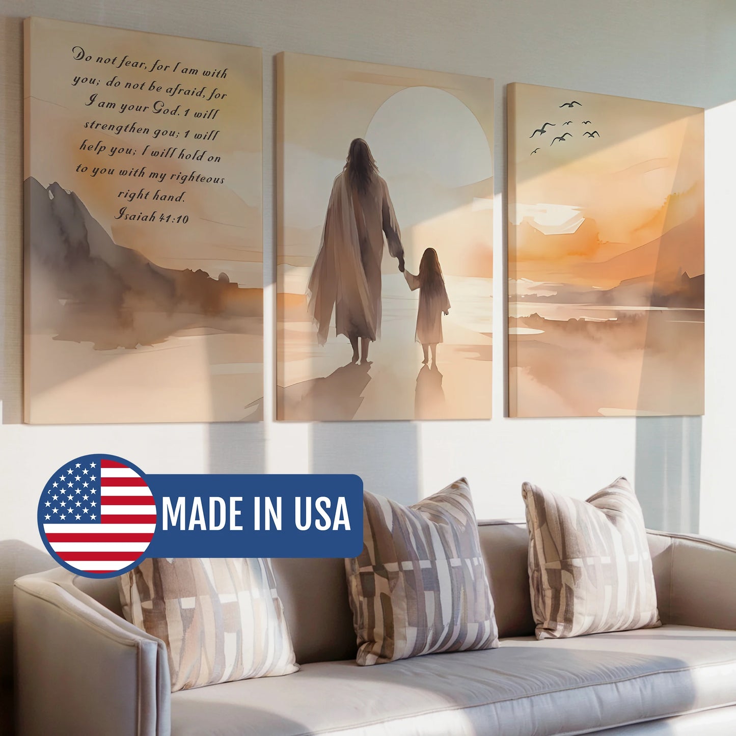 Bible Verse Isaiah 41:10 Faith Jesus With Girl Wall Art