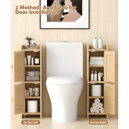Small Rattan Bathroom Cabinet with 2 Doors