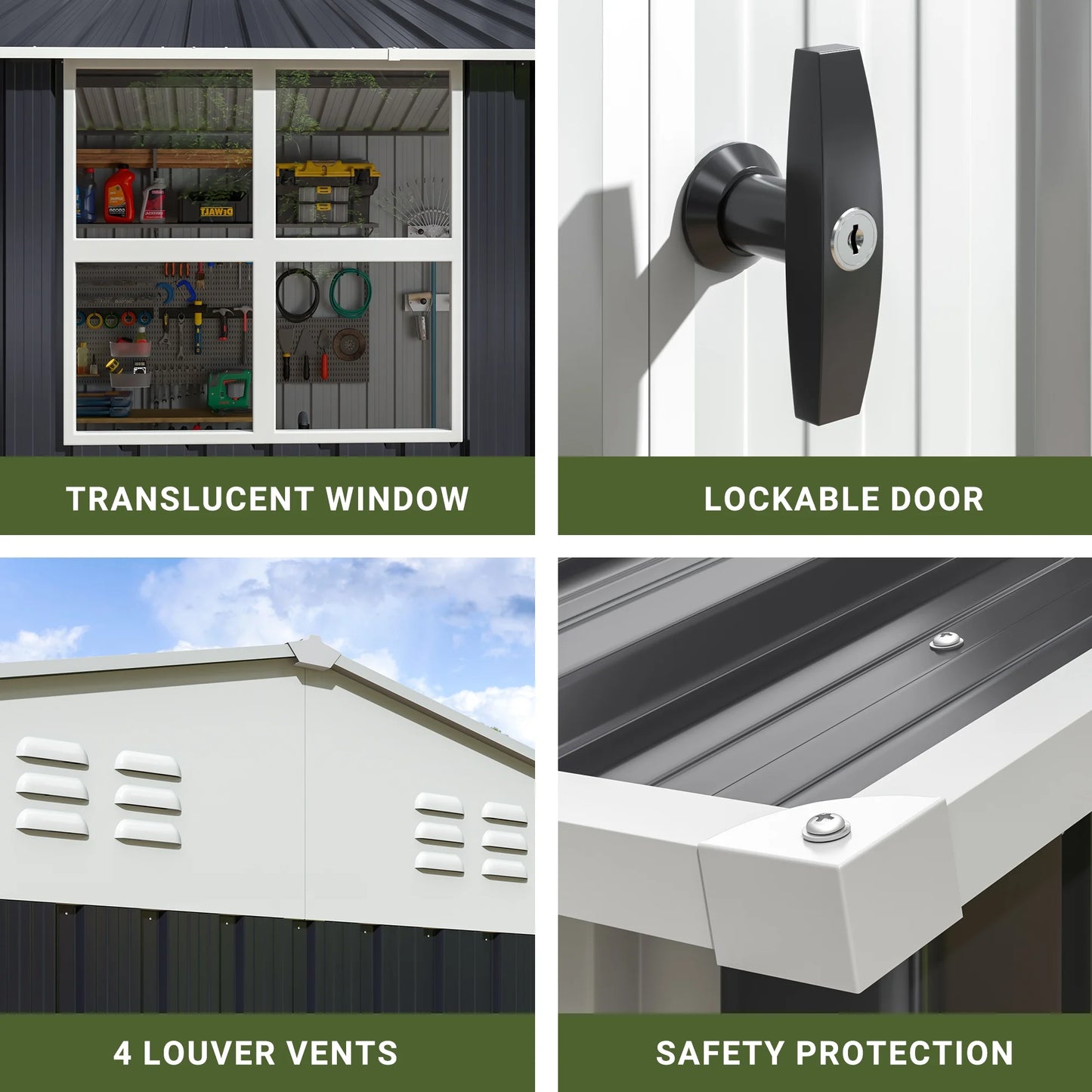 Polar Aurora 10x12 FT Outdoor Metal Storage Shed with Windows
