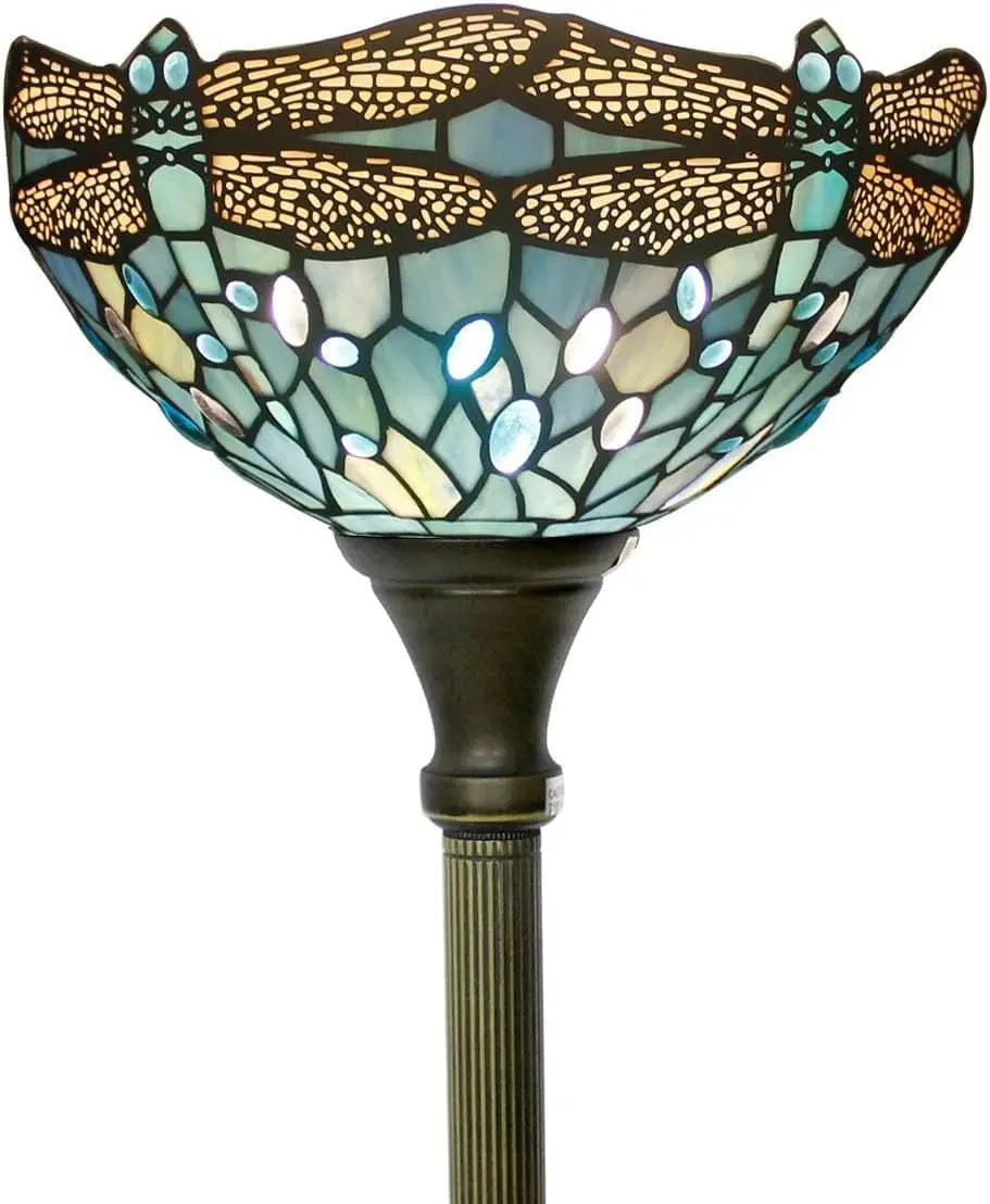 WERFACTORY Tiffany Floor Lamp Sea Blue Stained Glass