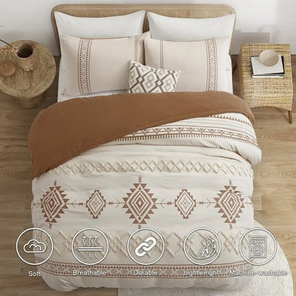 King Size Boho 3 Piece Duvet Cover Set