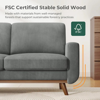 68 Loveseat Sofa Dark Gray Comfy Corduroy