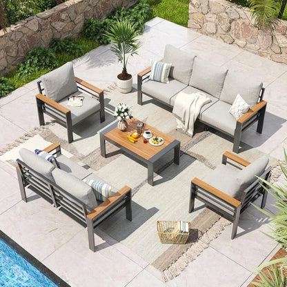 Aluminum Patio Furniture Set 7 Seats, Coffee Table