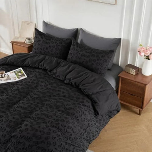 Queen Size, Soft Microfiber Duvet Cover with Button Closure and 2 Pillowcases