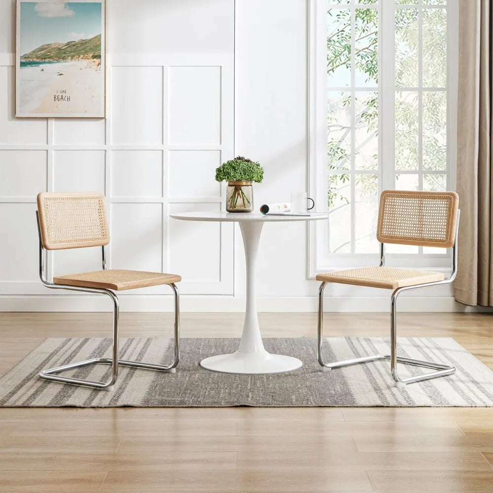 4-Piece Natural Cane Mesh Rattan Dining Chair Set