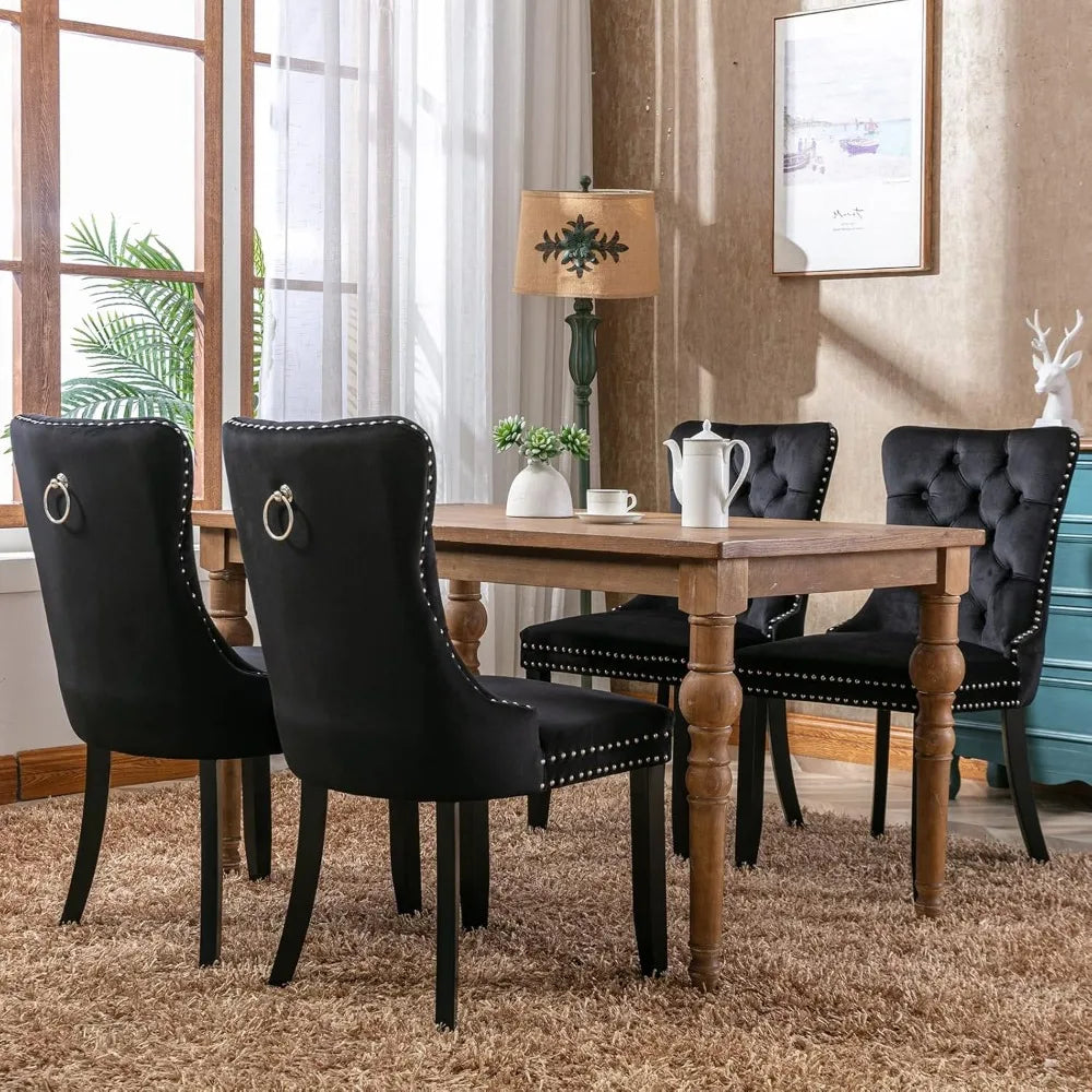 Black Velvet Dining Chairs Set of 4