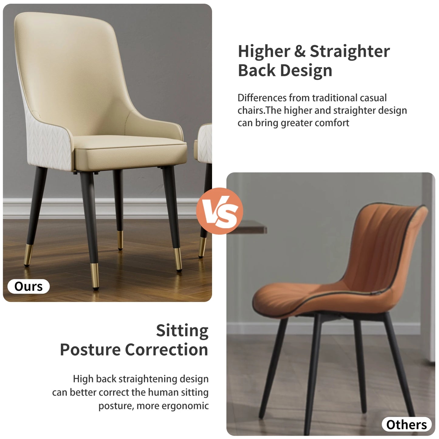 Modern PU Leather Set of 2 Dining Chairs
