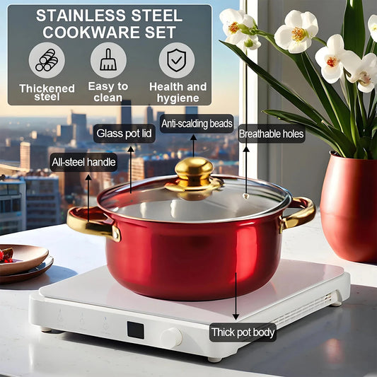 12PCS Stainless Steel Colored Non-Stick Cookware Set