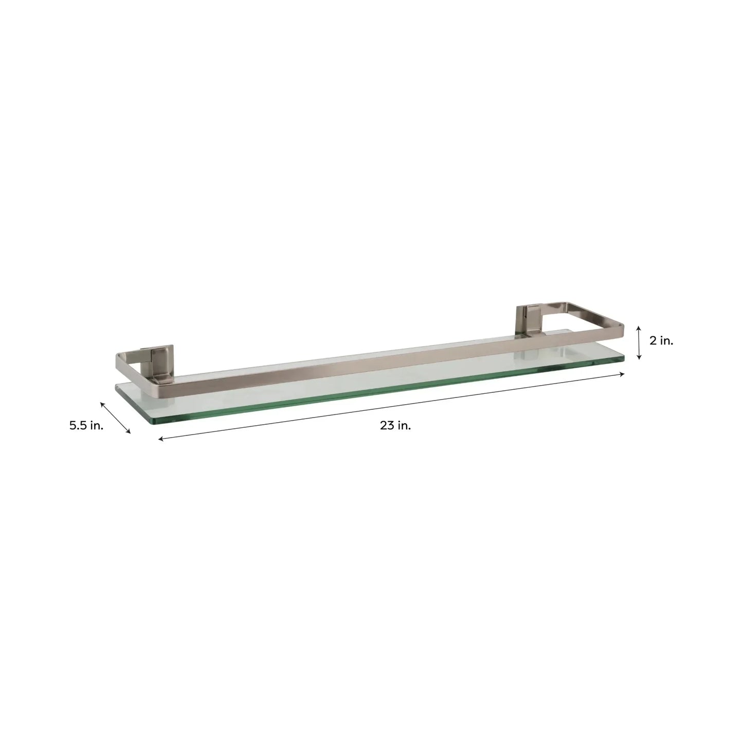 Decorative Glass Bathroom Shelf with Nickel Rail