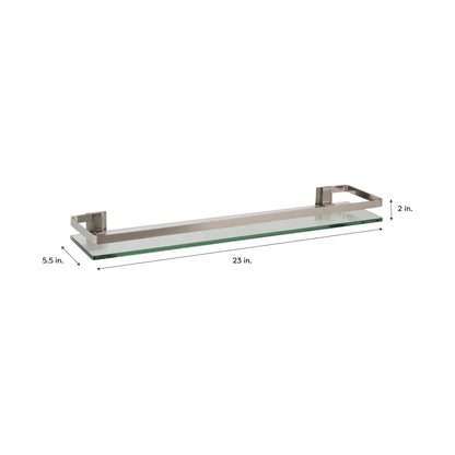 Decorative Glass Bathroom Shelf with Nickel Rail