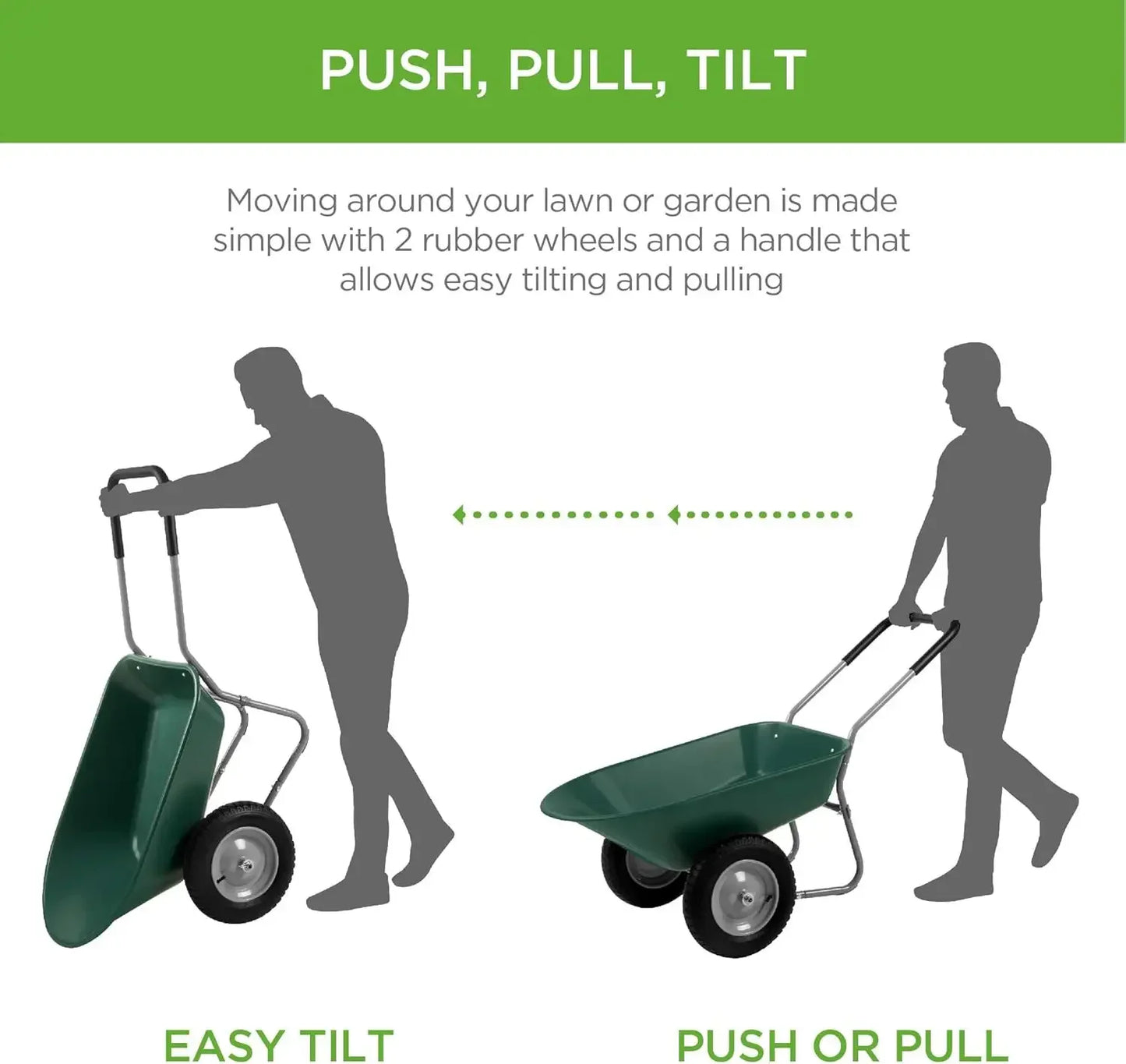 Dual-Wheel Garden Cart w/Built-in Stand