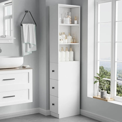 Tall Narrow Bathroom Organizer with 3-Level Adjustable Shelves