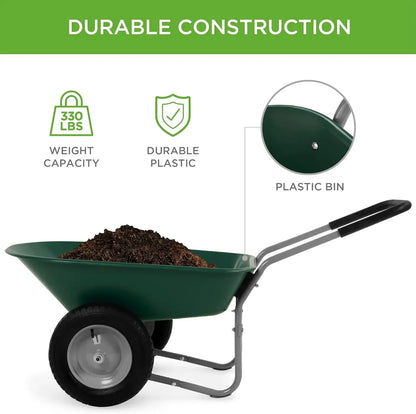 Dual-Wheel Garden Cart w/Built-in Stand