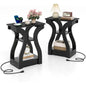 3-Tier End Tables with Charging Station - Set of 2