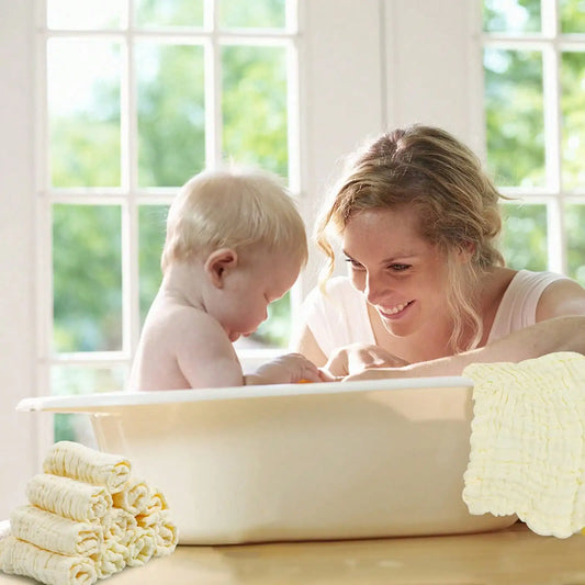 10pcs Soft Absorbent Cotton Muslin Baby Face & Bath Washcloths
