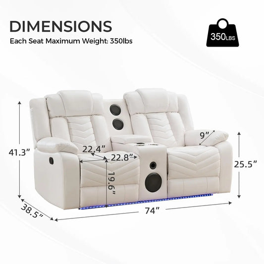 Manual Faux Leather Recliner Loveseat with Bass Speaker
