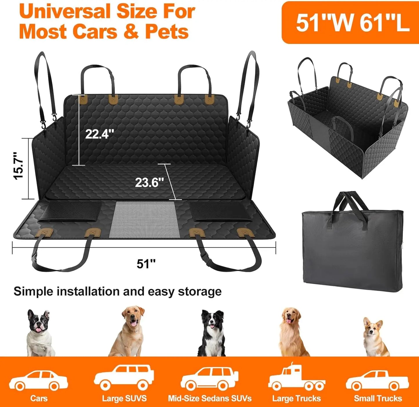 Waterproof Foldable Dog Back Car Seat Protector