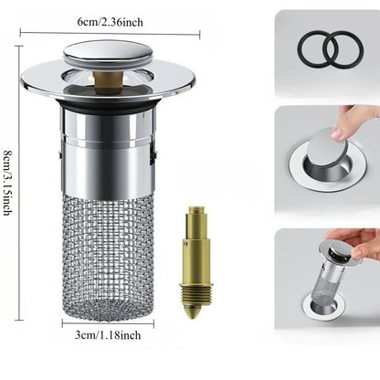 Stainless Steel Sink Drain Filter - Anti-Clog Hair Stopper & Odor Seal