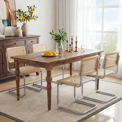 4-Piece Natural Cane Mesh Rattan Dining Chair Set