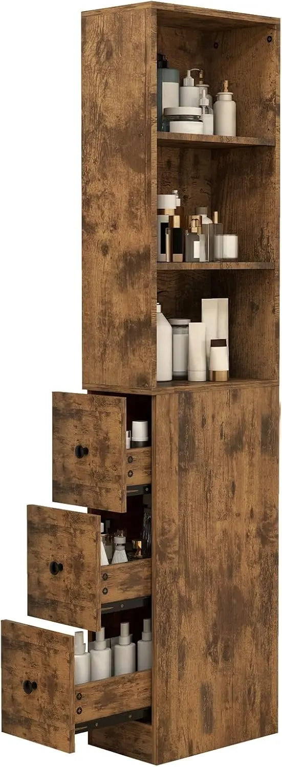Tall Narrow Bathroom Organizer with 3-Level Adjustable Shelves