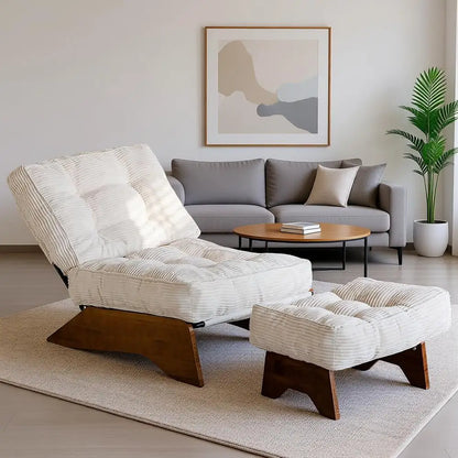 Upholstered Accent Chair with Ottoman and Adjustable Backrest