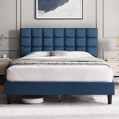 Modern Upholstered Queen Platform Bed FrameAdjustable,