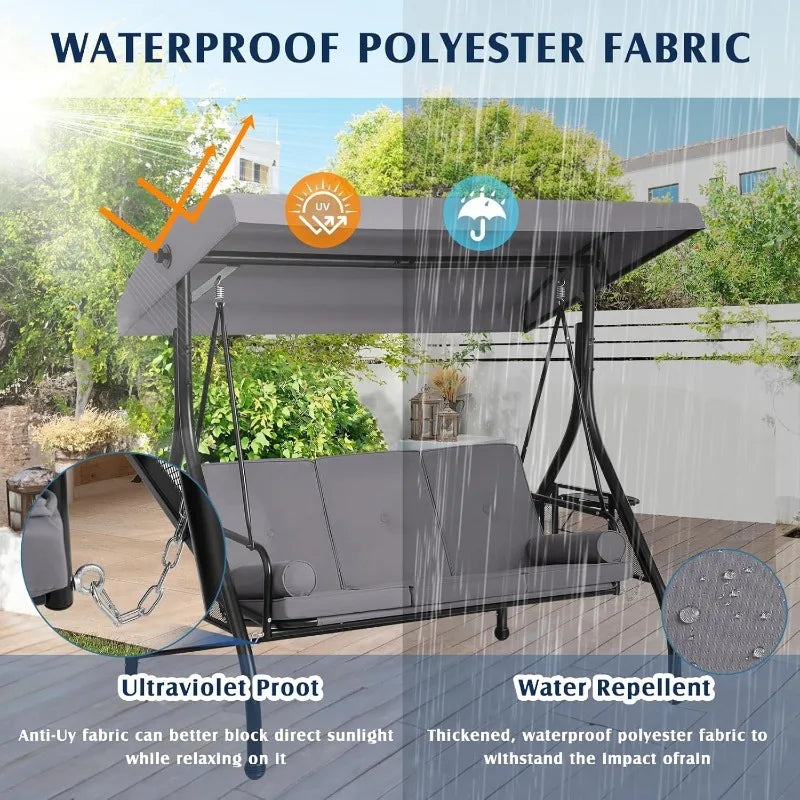 Convertible 2 in 1 Porch Bed Swing with Canopy