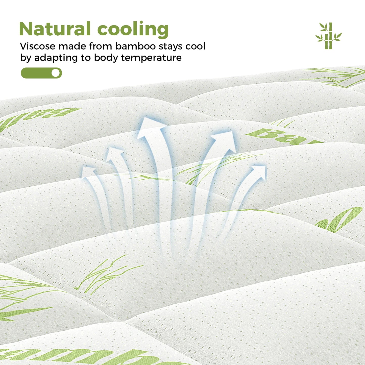 JHK Bamboo Fiber Deep Pocket Mattress Topper