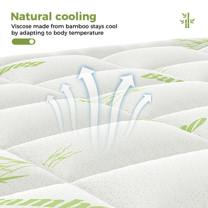 JHK Bamboo Fiber Deep Pocket Mattress Topper