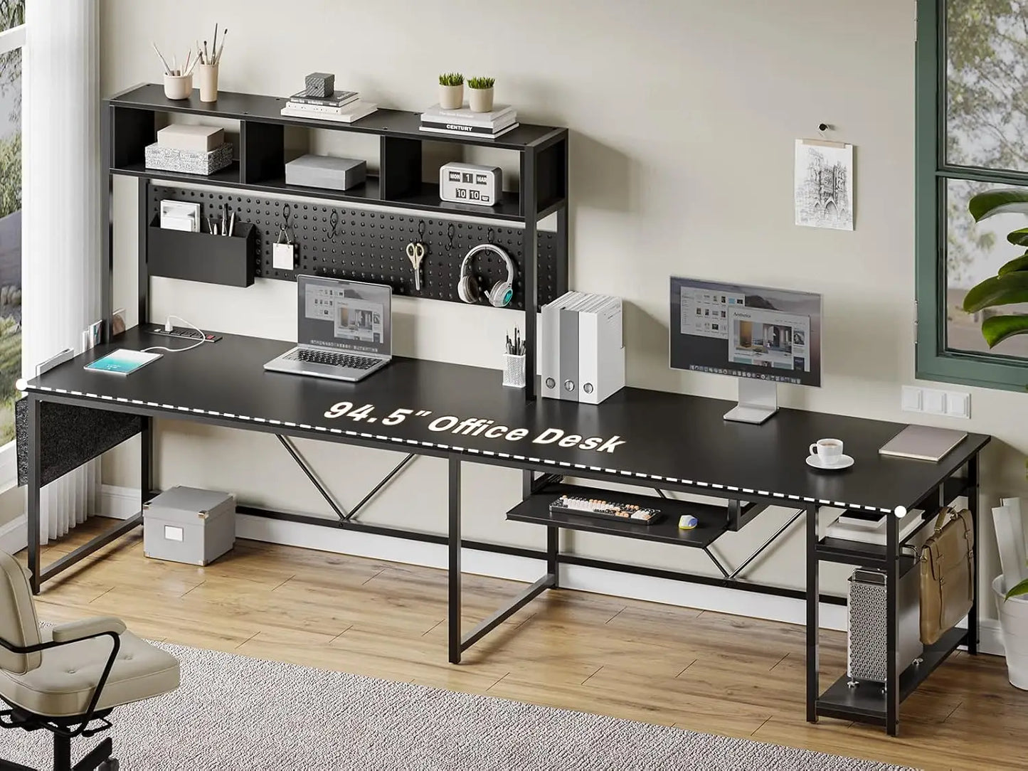 L-Shaped Gaming Desk, Reversible, Pegboard, Led Lights