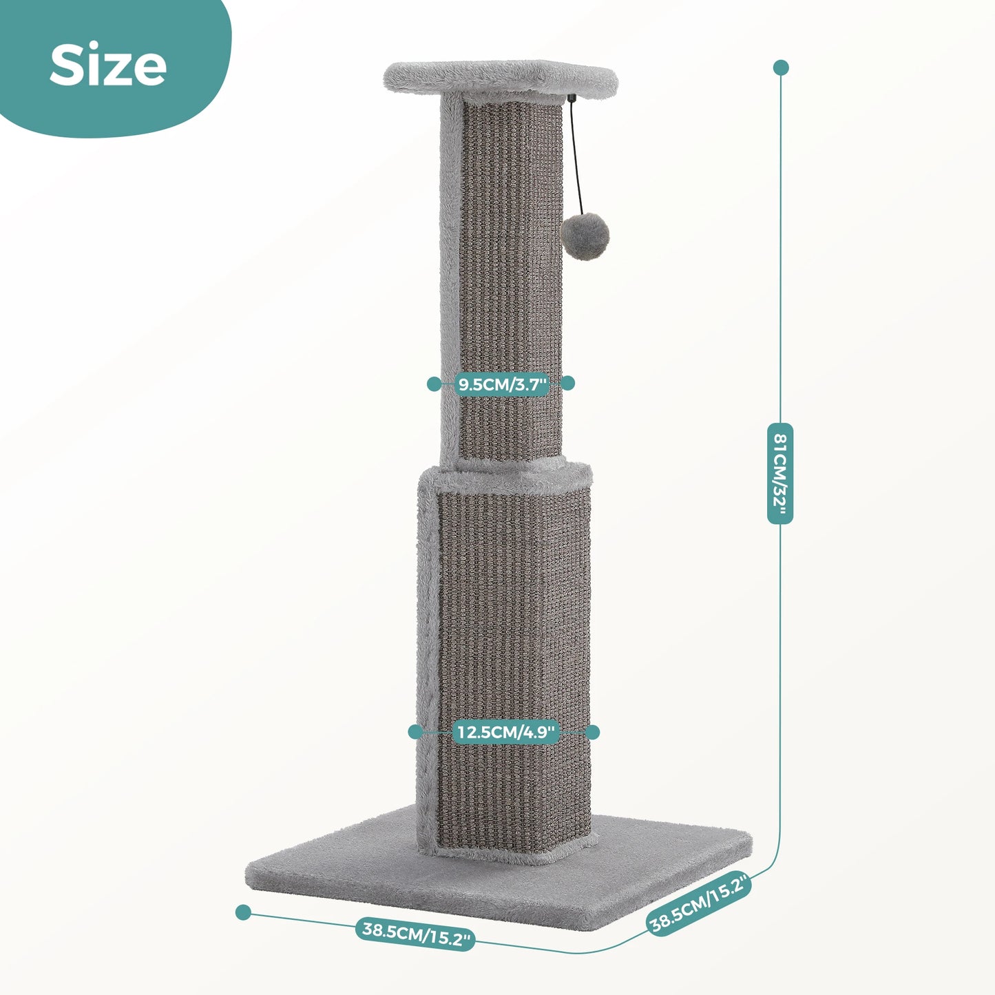 Large Cat Scratching Post With Dangling Ball