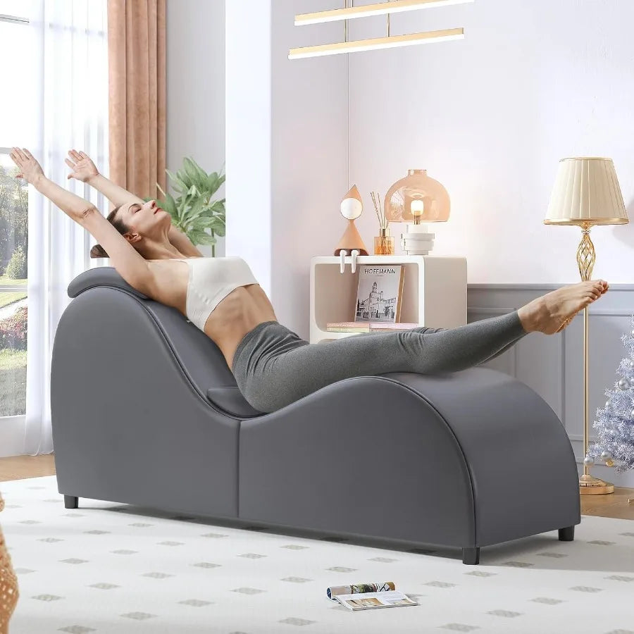 60 Inch Curved Yoga Chair Lounge with Adjustable Head Cushion