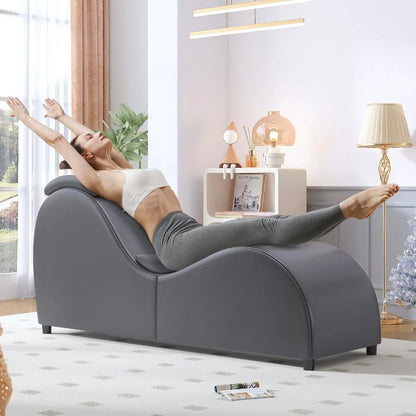 60 Inch Curved Yoga Chair Lounge with Adjustable Head Cushion