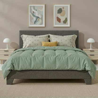Upholstered Bed Frame with Adjustable Linen Headboard