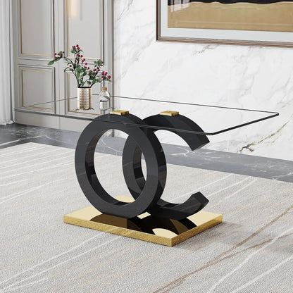 Modern Rectangular Marble Top Dining Table with Black Open-Concept Design Base
