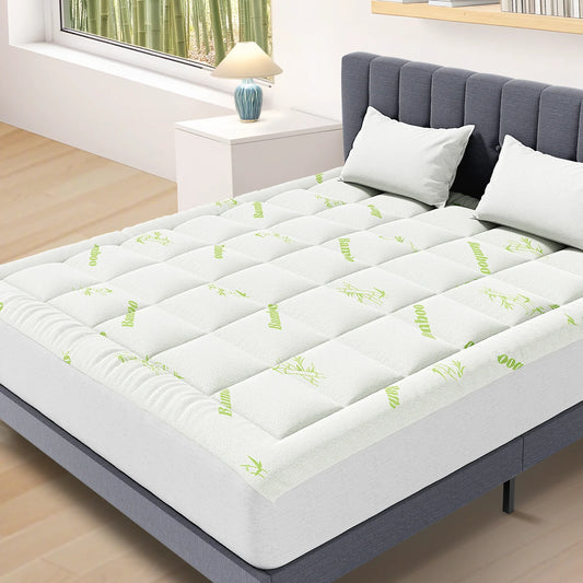 JHK Bamboo Fiber Deep Pocket Mattress Topper
