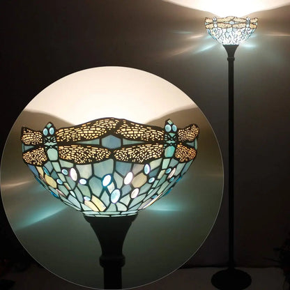 WERFACTORY Tiffany Floor Lamp Sea Blue Stained Glass