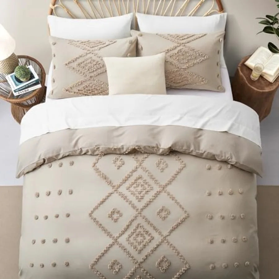 King Size Tufted Duvet Cover Set for All Seasons