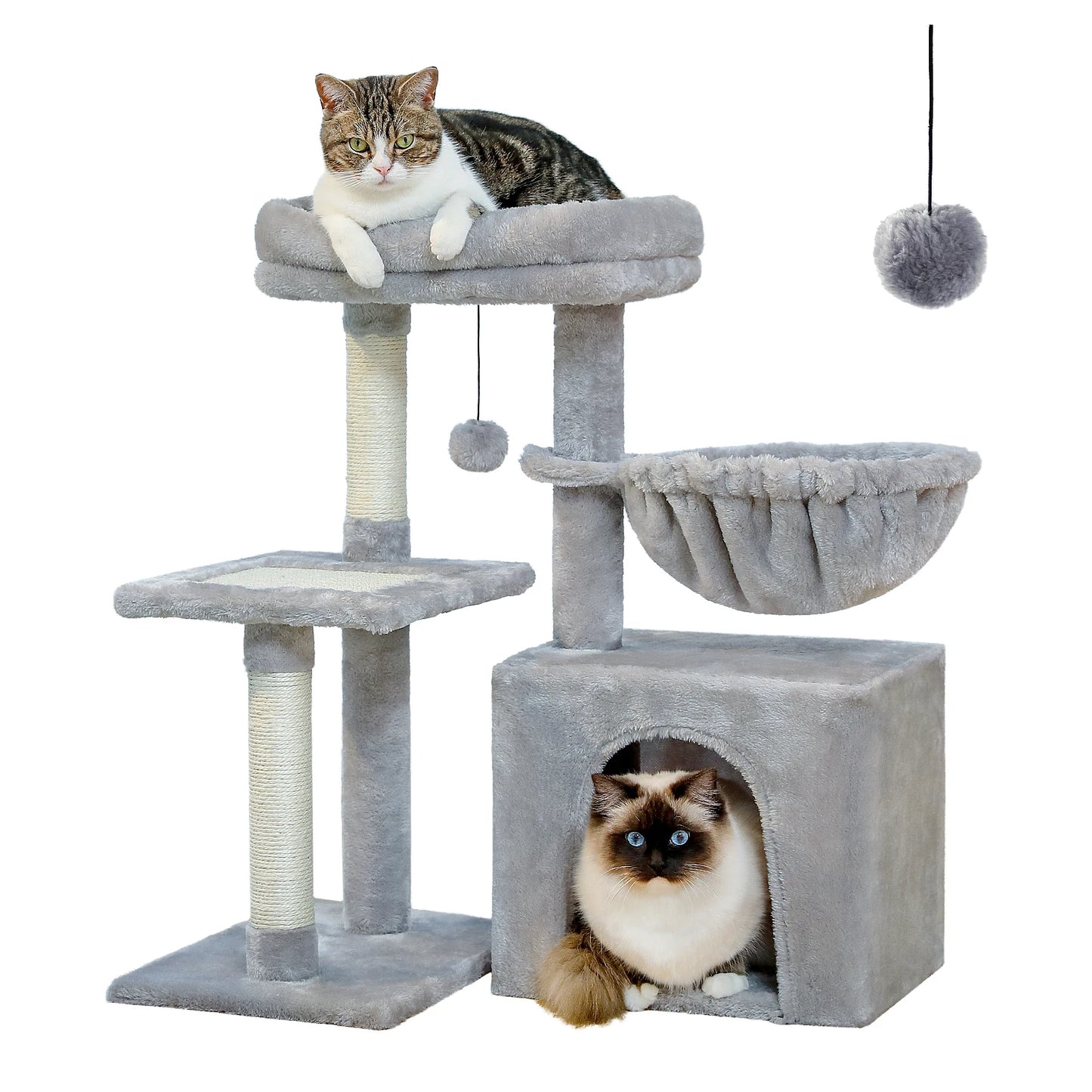 Cat Tower with Scratching Posts,  Big Hammock and Removable Top Perch