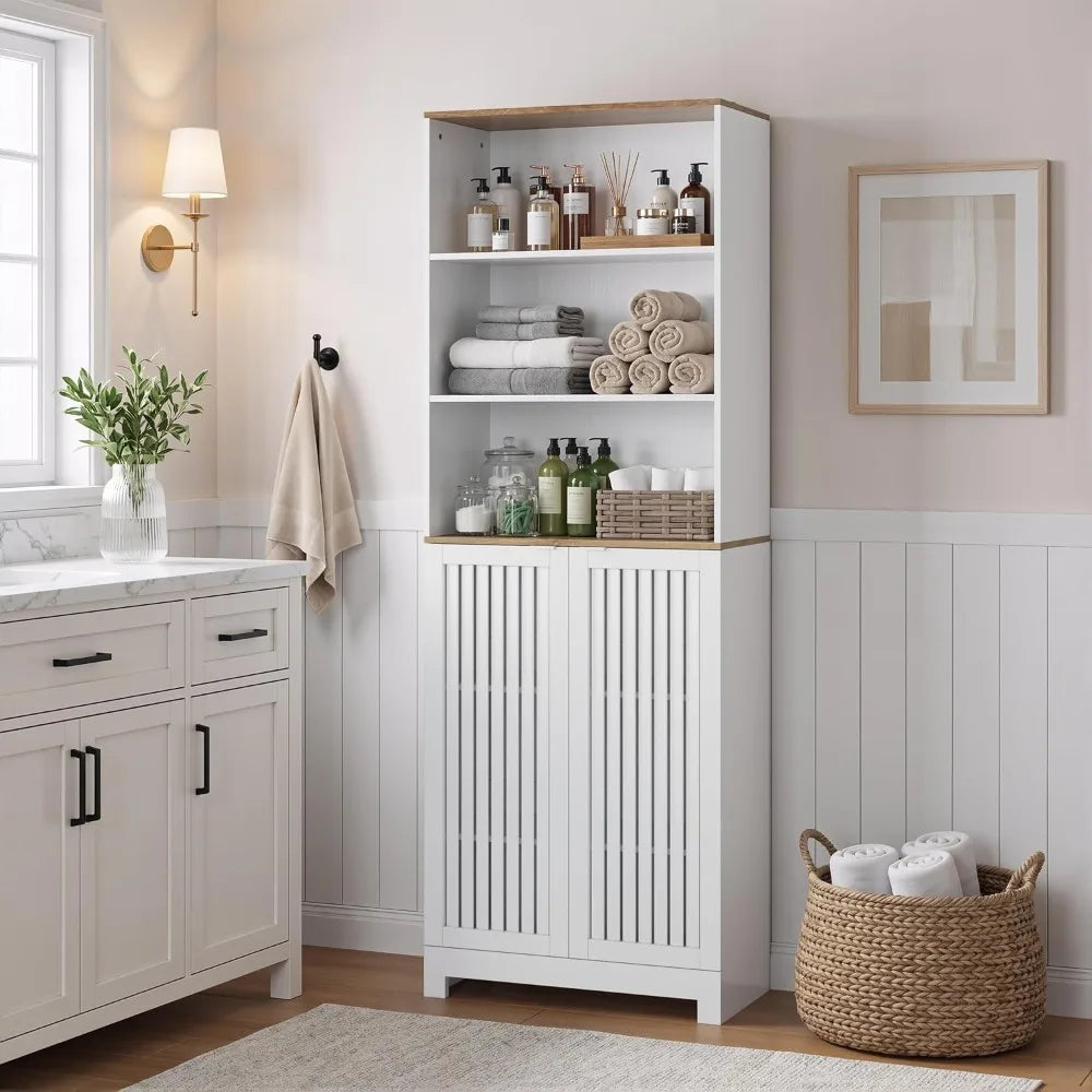 Tall Storage Cabinet with 2 Louvered Doors