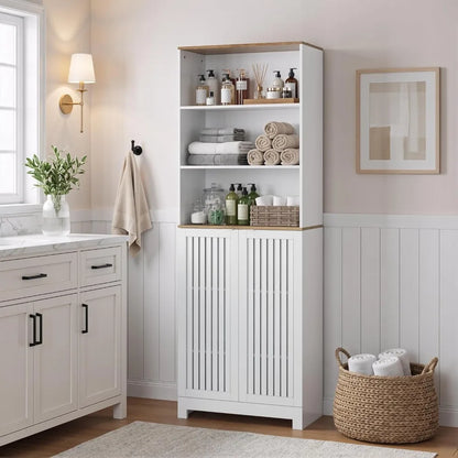 Tall Storage Cabinet with 2 Louvered Doors