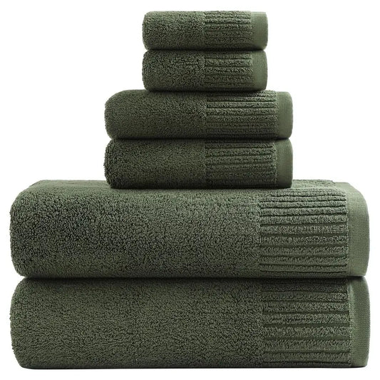 Luxury Bath Towels Set of 6 Large, 100 Percent Cotton Super Absorbent